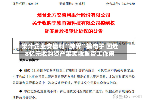 果汁企业安德利“跨界	”搞电子 因近8亿元收购资产事项收监管工作函-第3张图片