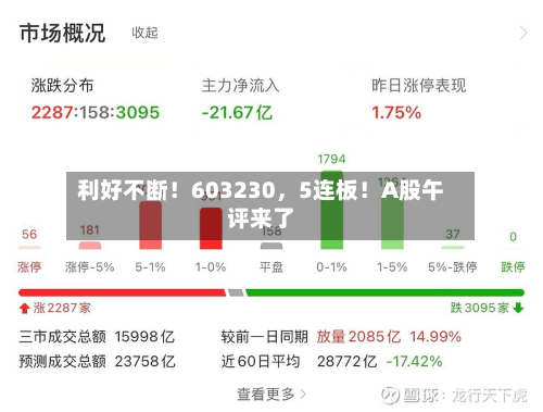 利好不断！603230，5连板！A股午评来了-第3张图片