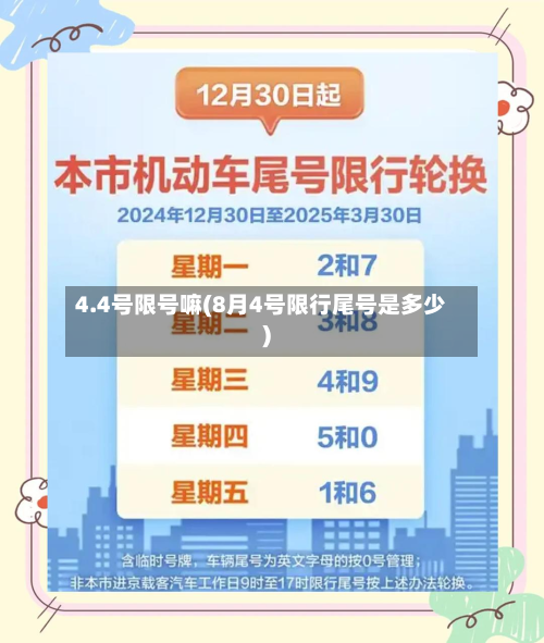 4.4号限号嘛(8月4号限行尾号是多少)