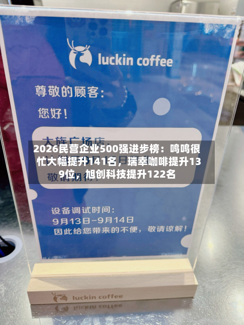 2026民营企业500强进步榜：鸣鸣很忙大幅提升141名	，瑞幸咖啡提升139位，旭创科技提升122名-第3张图片
