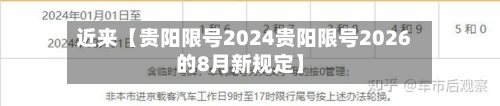 近来【贵阳限号2024贵阳限号2026的8月新规定】