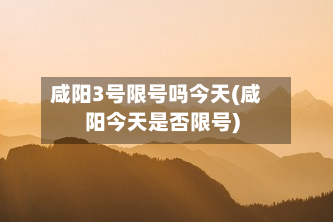 咸阳3号限号吗今天(咸阳今天是否限号)